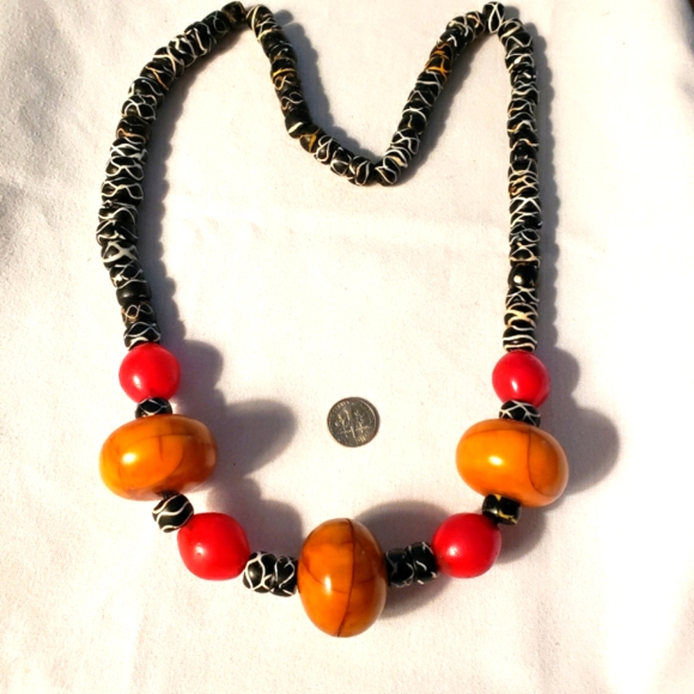 Large chunky native bead Boho chic necklace